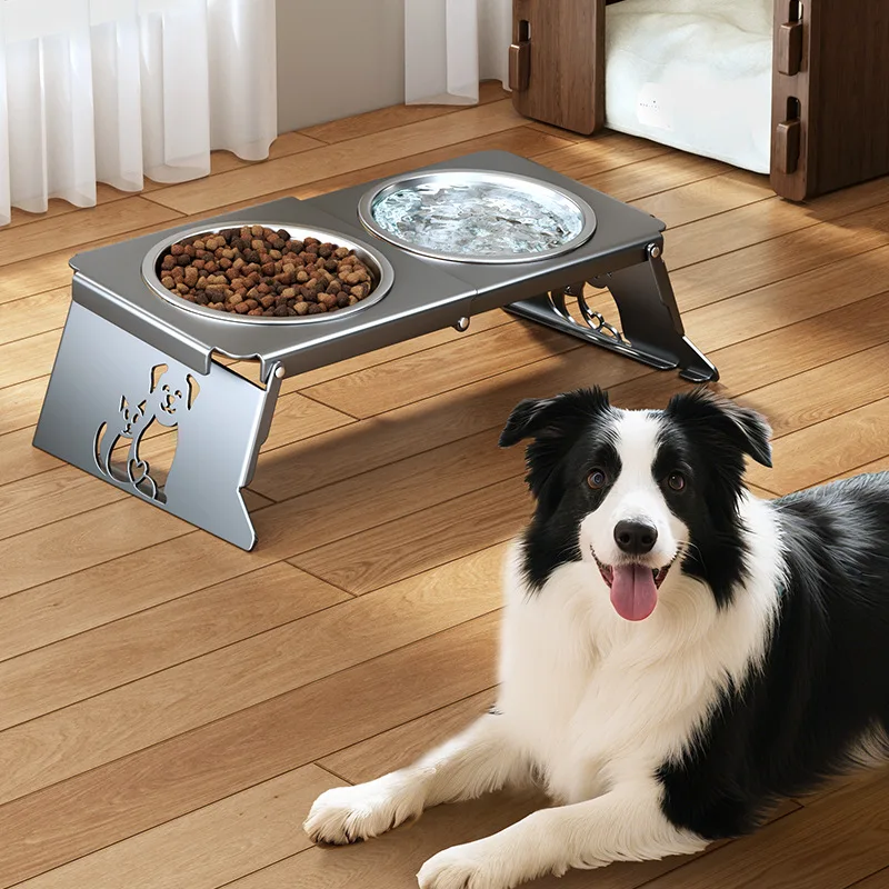

Height Adjustable Rounded Non-Slip Durable Stainless Steel Non-Automatic Elevated Dog Cat Bowls & Water Bottles