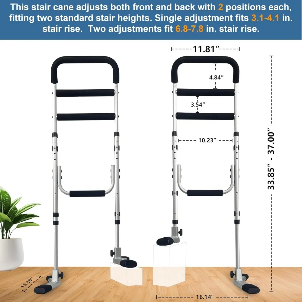 Adjustable Aluminum Stair Assist Cane for Elderly, Portable Lift Aid for Bed, Couch, and Chair Mobility Support