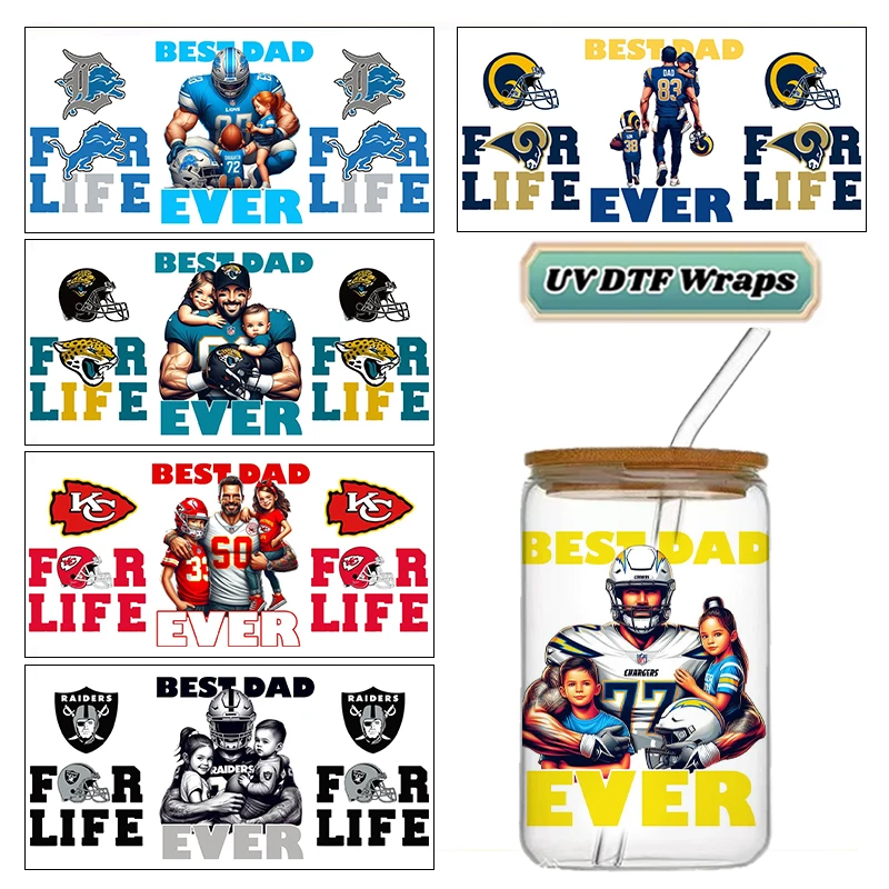 Rugby Fans UV DTF Cup Wrap Stickers Waterproof Permanent Transfer Decal For 16oz Glass Can Tumbler DIY Sports Gift Sticker
