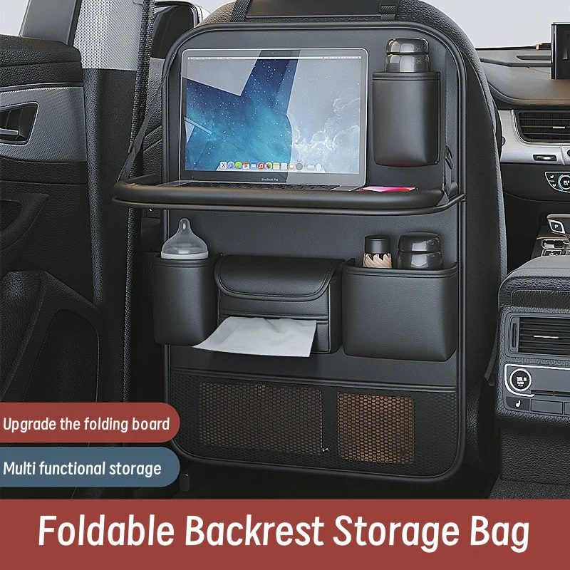 

Car Seat Back Storage Bag, Foldable Back of Car Seat for Storage, Children's Dining Table Storage Box, Car Good Items with Tray