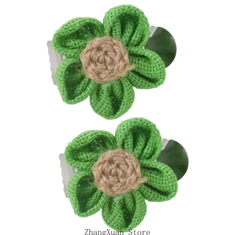 2 Stück Baumwolle Leinen Floral Fenster Vorhang Clip Metall Klammern Schnallen Blumen Design Gardinen Raffhalter Home Dekoration – Detail 9