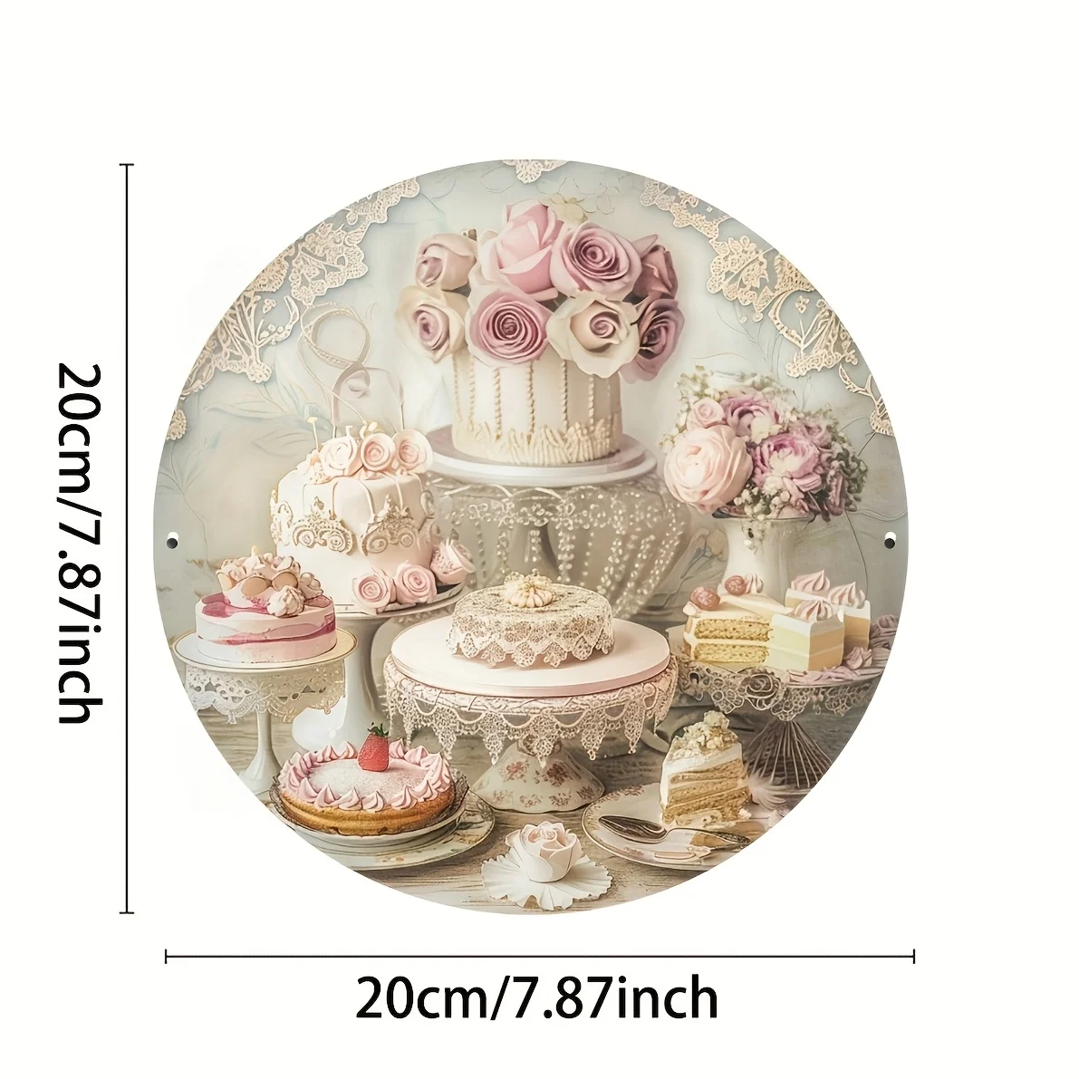 Charming Vintage Lace And Pastry Feast - 20.32X20.32 cm Aluminum Wall Art, Perfect for Home, Café, Or Garage Decor | Durable, Wa