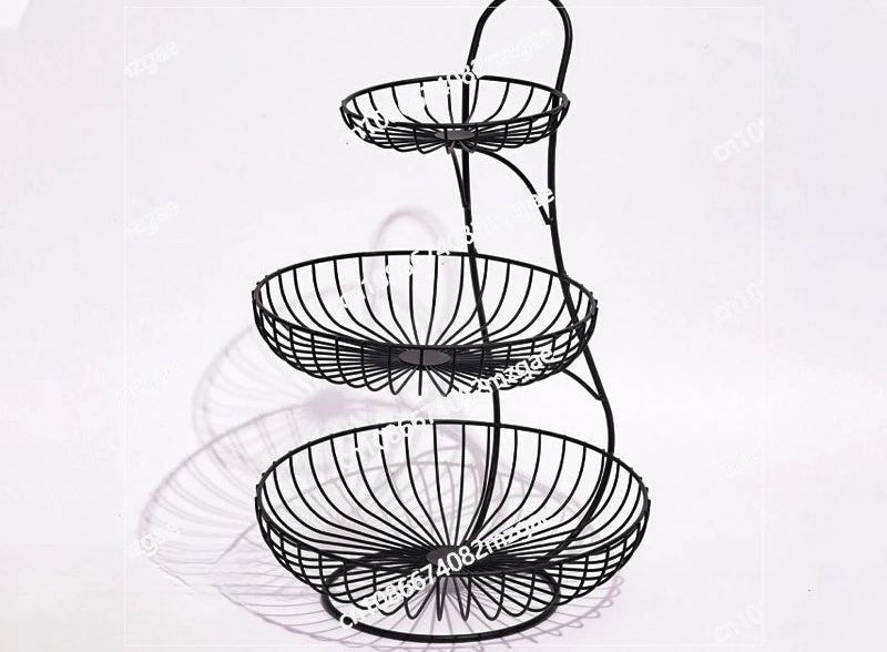 Multi-layer Simple Creative Fruit Basket Wrought Iron Storage Drain Basket Household Living Room Coffee Table Hollow Fruit Basin