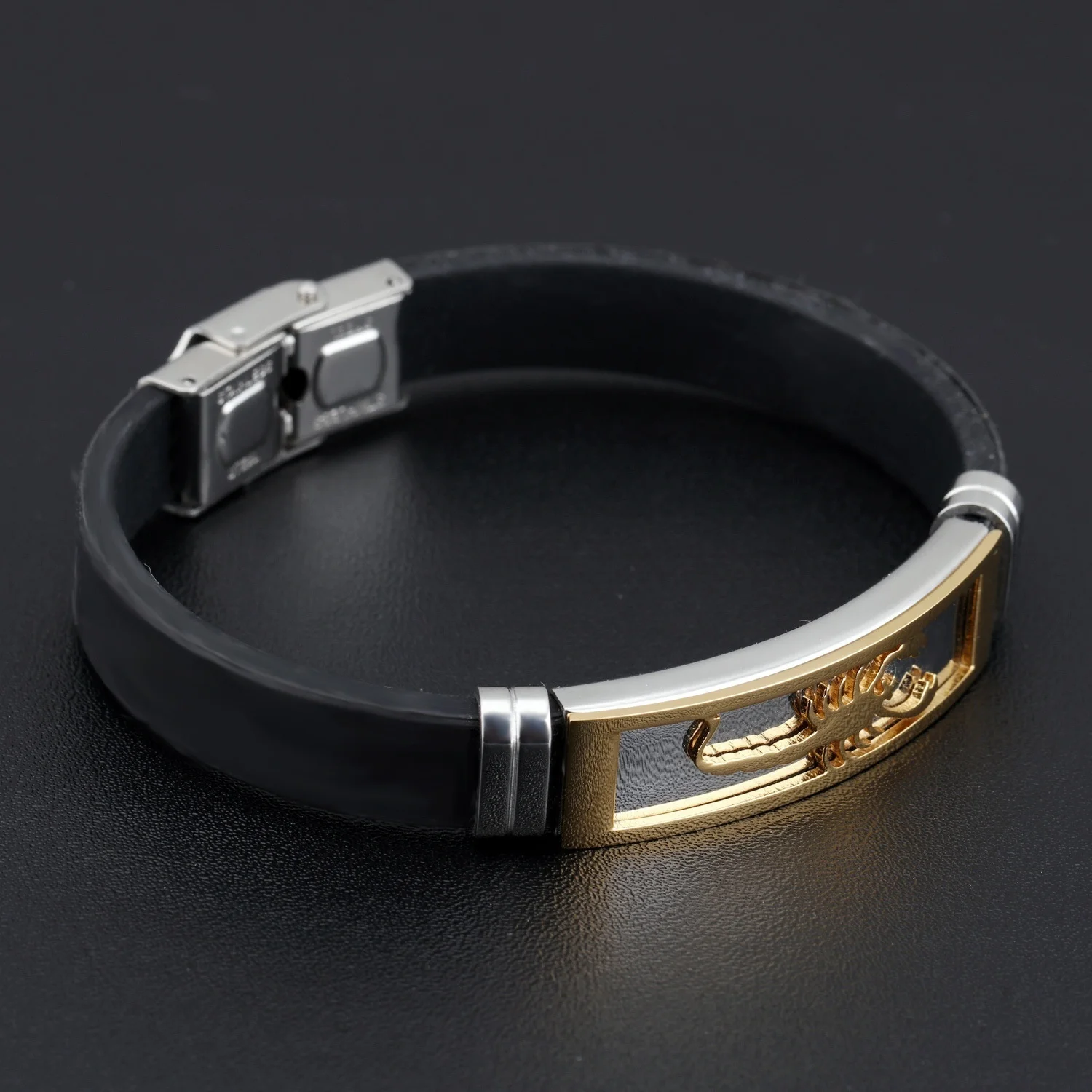 Pulsera de escorpión Punk para hombre y mujer, brazalete de silicona con hebilla de acero inoxidable, joyería Vintage