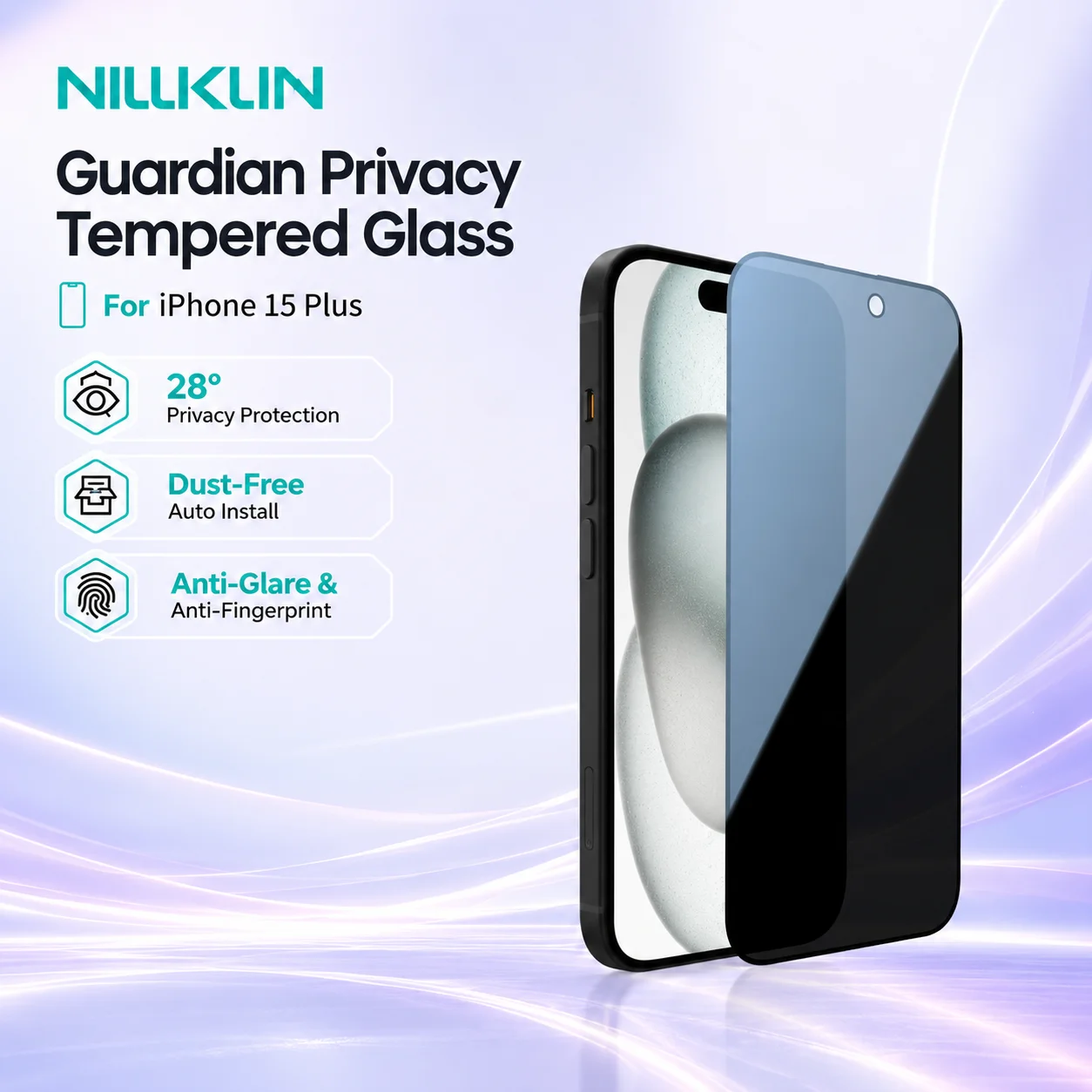 NILLKIN Privacy Tempered Glass For iPhone 15 Plus 14 13 Pro 12 Mini Protector Film Anti-Spy 9H FM5004