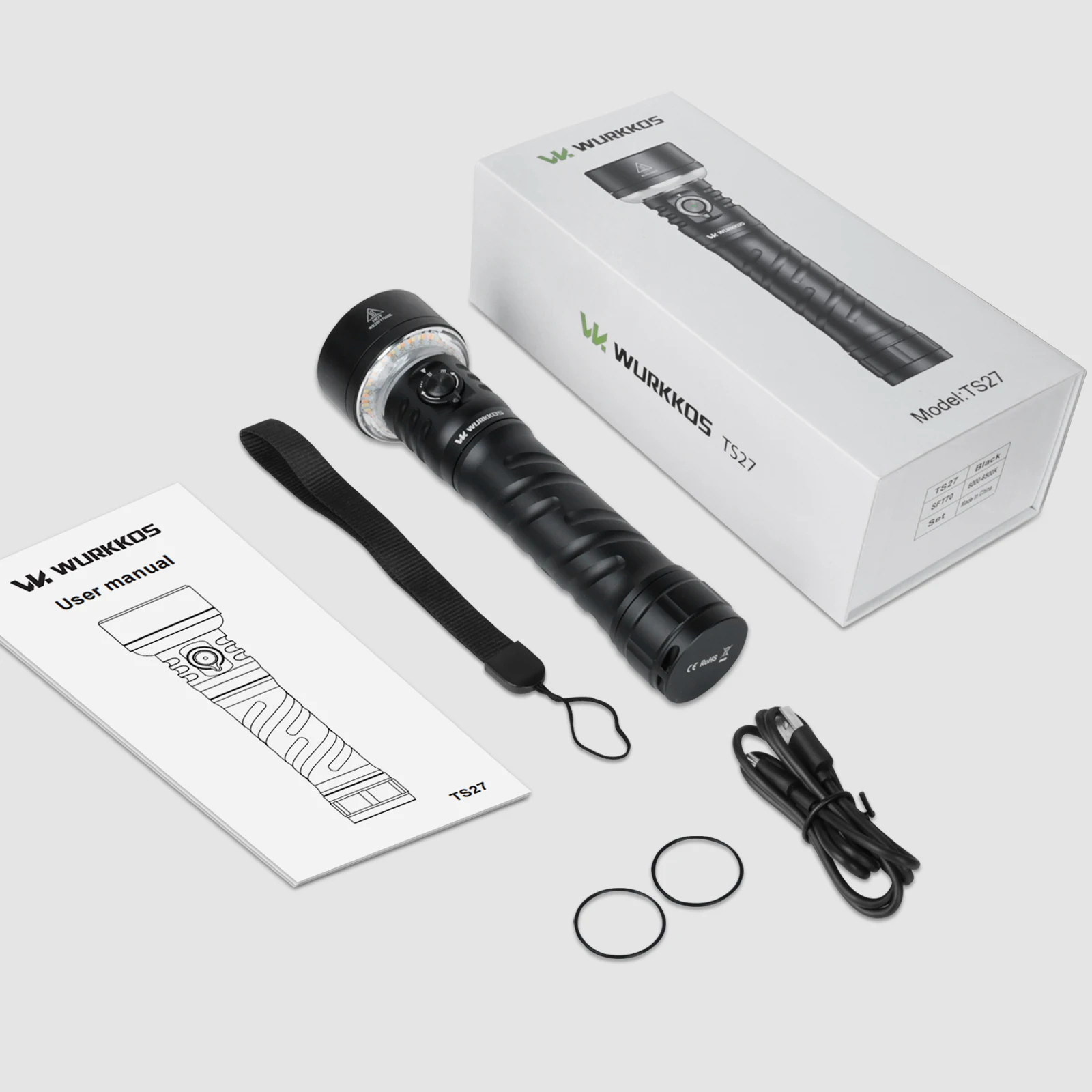 Wurkkos TS27 3200LM مصباح يدوي فائق السطوع 845 متر رمي RGB الإضاءة Linterna قابلة للشحن عكس شحن قوة البنك للتخييم