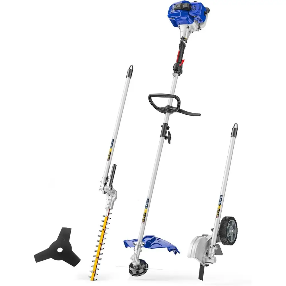 

26cc Weed Wacker Gas Powered, 4 in 1 String Trimmer, Wheeled Edger, Hedge Trimmer and Brush Cutter Blade, Multi Yard Care Tools,