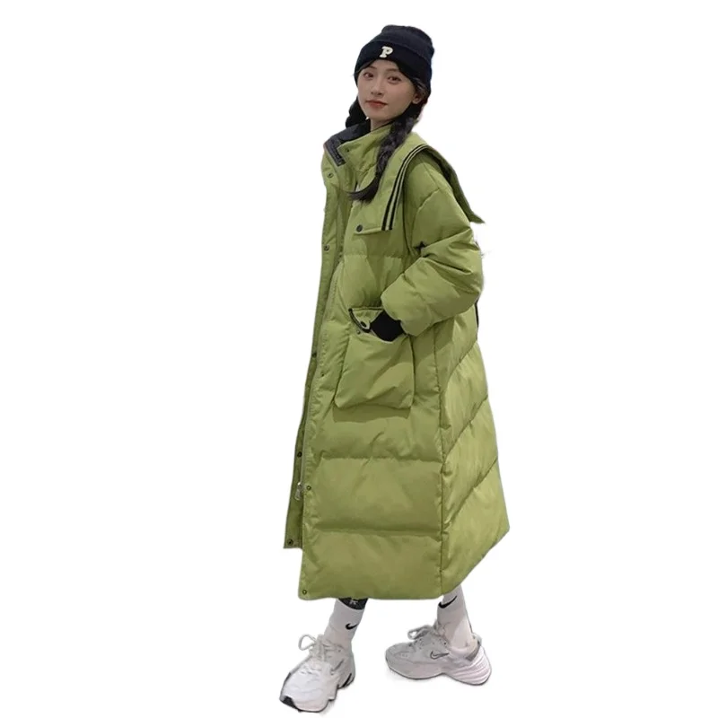 Solid Color Navy Collar Medium and Long Down Jacket Women's Winter New College Style White Duck Down Fashion Coat Age Reduction