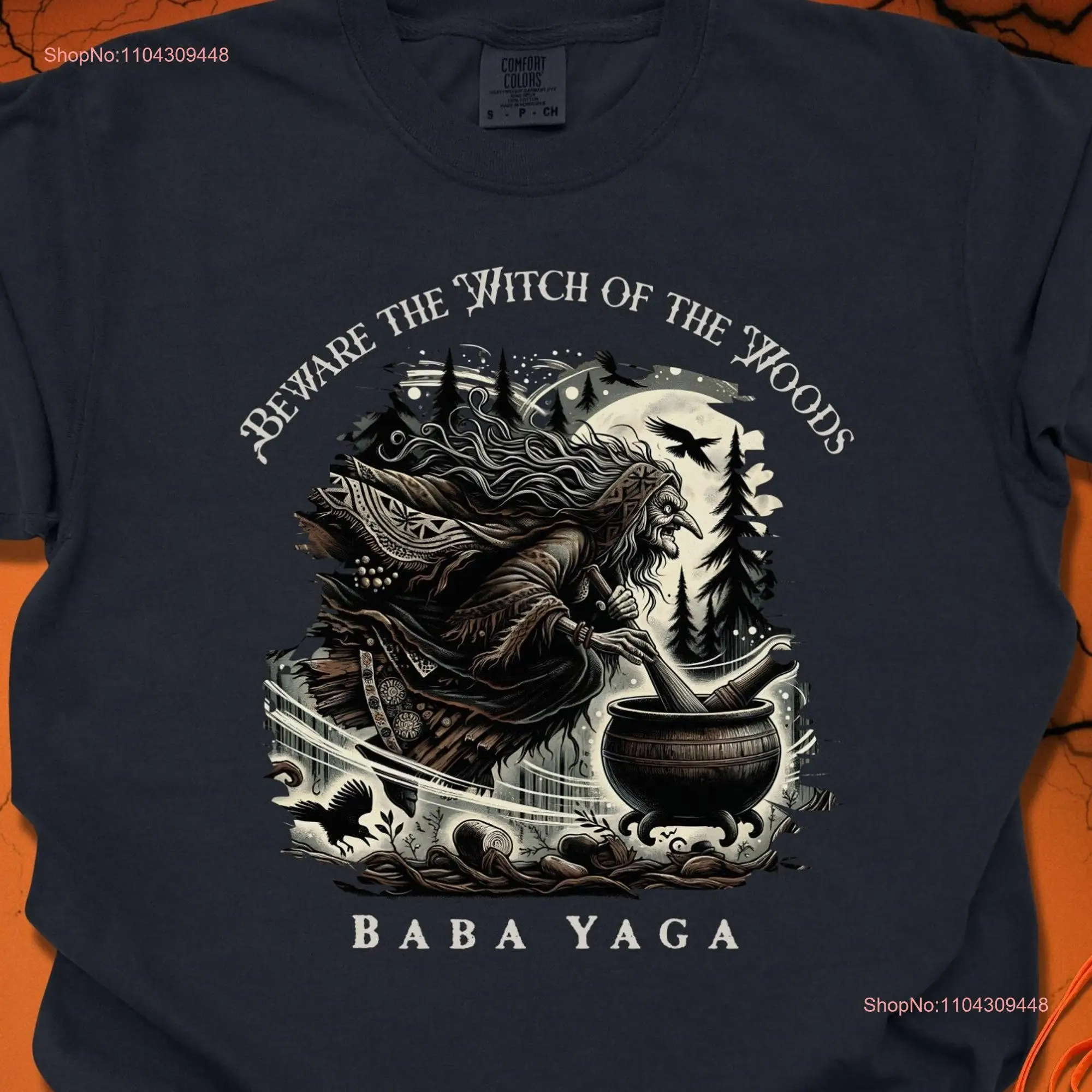 Witch Halloween T Shirt Enigmatic Baba Yaga Slavic Folklore Design Frighting Character Scary long or short sleeves