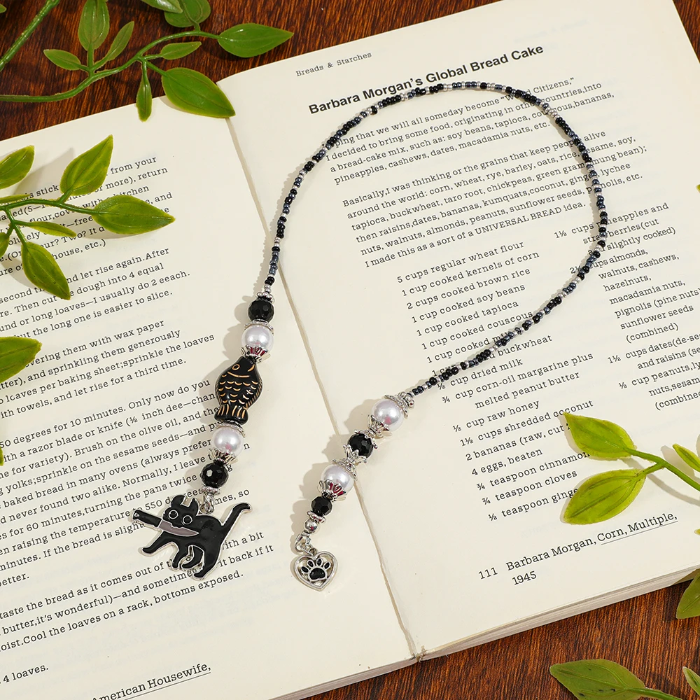 Crystal Bead Bookmark: Black Cat, Acotar, Moon Star, Moon Dragon Sword Reader's Book Accessories Birthday Gift for a Friend