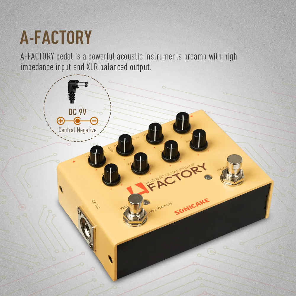 SONICAKE A Factory Analog Preamp and Digital Reverb Dual footswitch تأثيرات الجيتار دواسة QDS-04 الهدايا