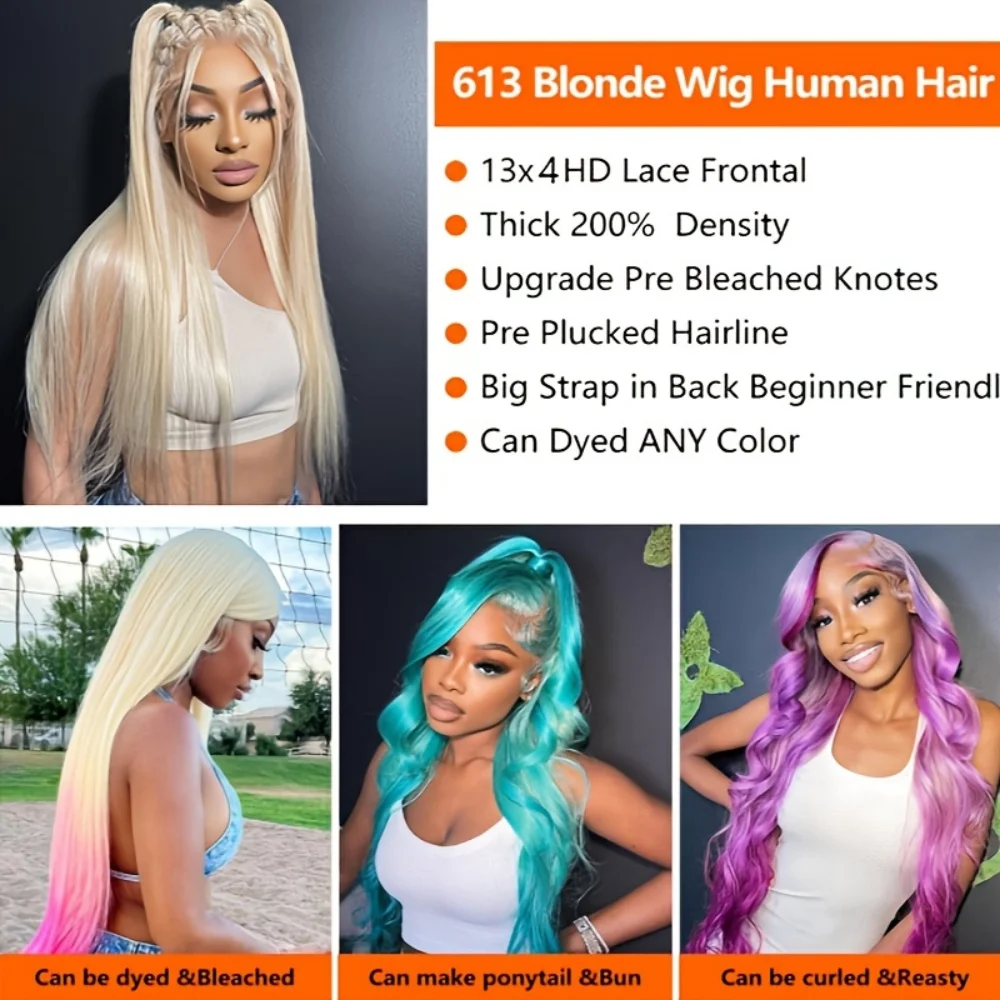 613 شقراء 13x6 الدانتيل شعر مستعار أمامي شعر الإنسان الجسم موجة قبل قطعها الدانتيل أمامي خصلات الشعر المستعار للنساء نظرة طبيعية تنوعا التصميم