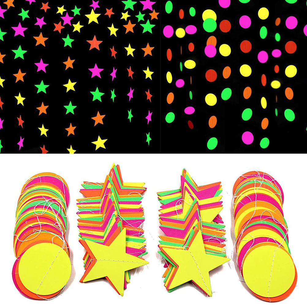 

1Pcs Birthday Party Fluorescent Paper Five-Pointed Star Hanging Decoration Paper Banner for Photo Shoot Supplies