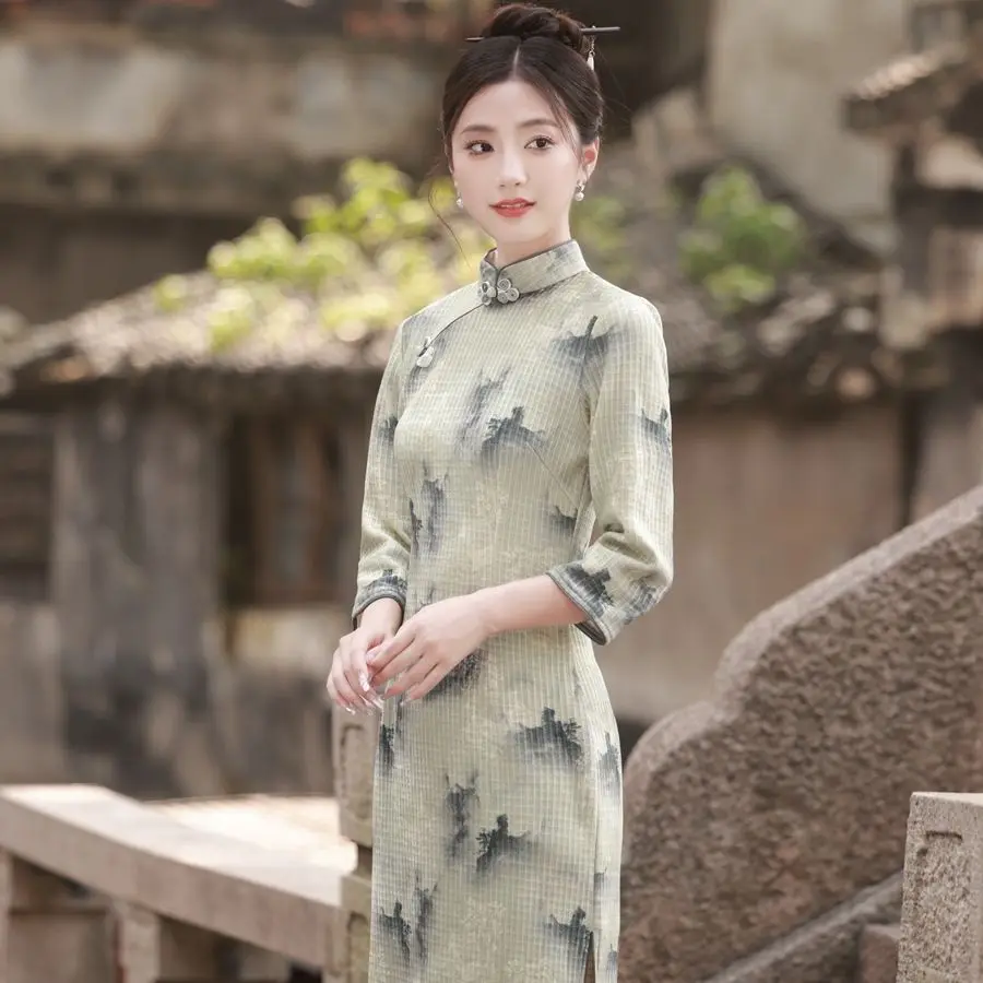 

Yourqipao Thick Chenille Retro Chinese Traditional Long-sleeved Cheongsam 2023 Winter New Daily Wearable Improved Women Qipao