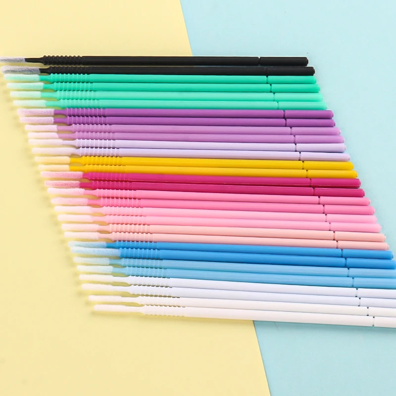 100 個使い捨てまつげブラシラッシュエクステンションメイクブラシスパイラルストライプスティックグラフティングつけまつげクリーン美容ツール