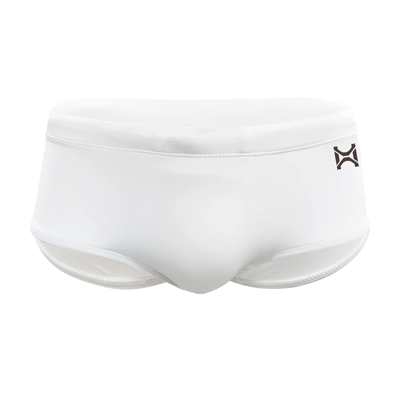 UXH 사각형 수영복 남성용 청소년용 심플 스타일 WIFI 핫스팟 프린트 폴리에스터 신축성 플랫 앵글 수영복 화이트 반바지