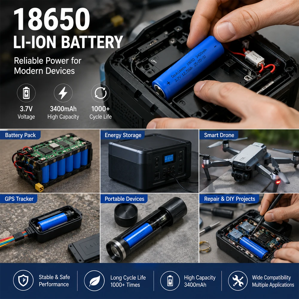 18650 Akku 3400mAh 3,7V Wiederaufladbare Li-Ionen-Lithium-Batterien mit flachem Anschluss für Taschenlampen, Spielzeug, Ventilatoren, Lautsprecher, elektronische Geräte – Detail 6