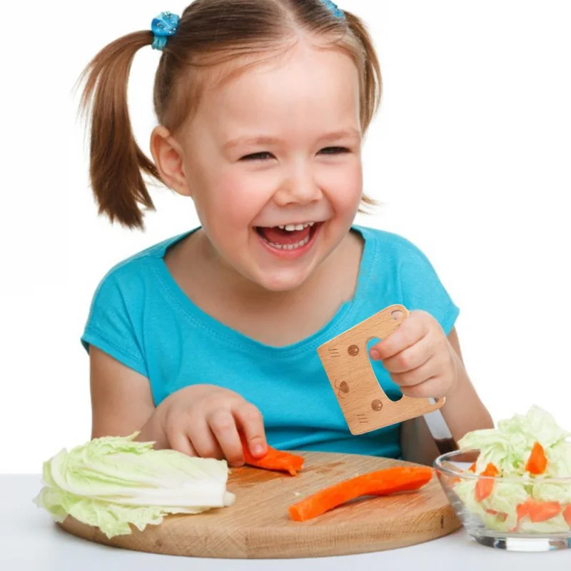 Coupeur en bois pour enfants pour couper les légumes en toute sécurité, forme mignonne, jouet de coupe de cuisine, couteau de dessin animé, outils de cuisine pour enfants