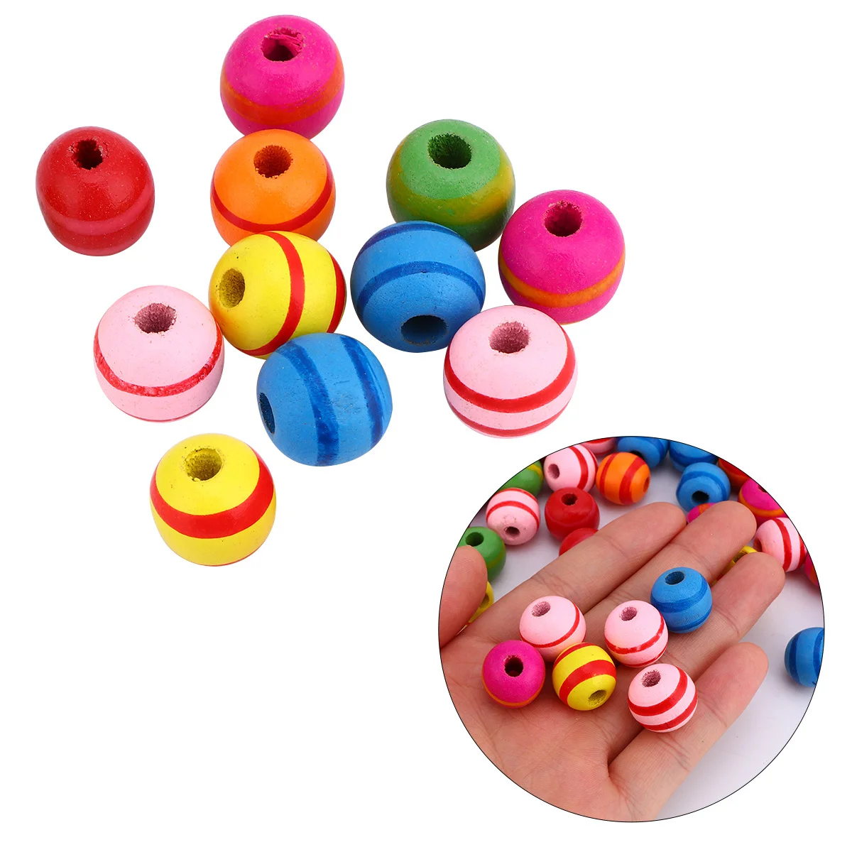 100 шт., бусины из натурального дерева