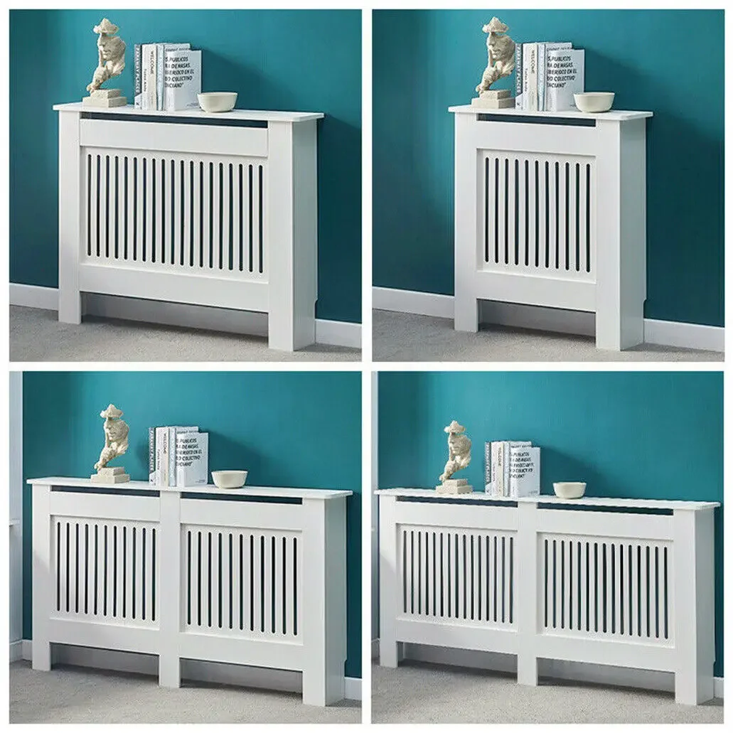 S/M/L/XL White Radiator Cover Wall Cabinet MDF Modern Wood Cabinet Grill Cover