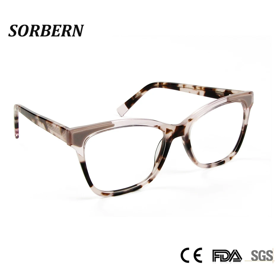 Designer Pink Acetate Square Frame Glasses Women Optical Prescription Lens Trending Eyewear Spectacles Spring Hinge