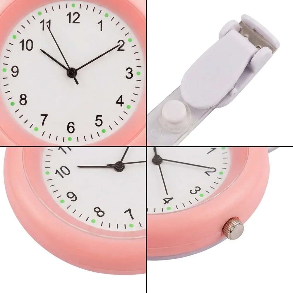Retractable Hanging Clip Watch for Pocket Lapel or Gear Use Quartz Accuracy Matte White Plastic and Steel Materials