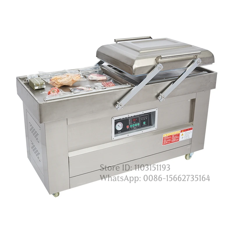 Automatic Double Chamber Flat Vacuum Sealing Machine Plastic Bag Vacuum Packaging Machine Meat Seafood Fish Rice Vacuum Sealer