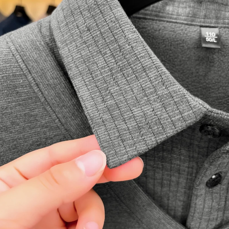 Luxusmarke Herren Einfarbiges Bedrucktes Poloshirt Herbst Neu Langärmeliges Revers Falsches Zweiteiliges T-Shirt Business Casual Herrenbekleidung – Detail 10