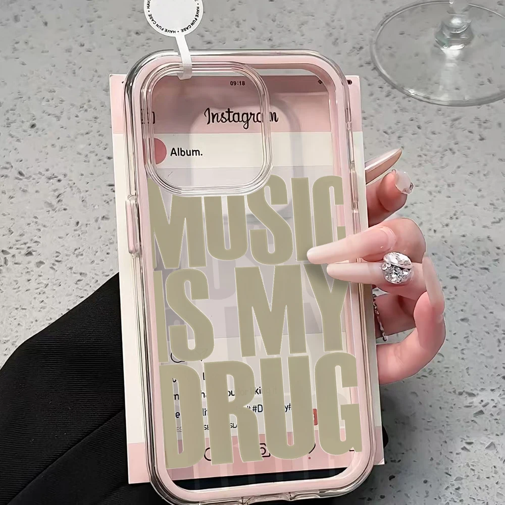 Musik ist meine Droge INS Handyhülle für Samsung Galaxy S26 Ultra S25 S24 Plus s22 s23 Plus FE A57 A54 A55 A35 A36 A37 5G Transparente Hülle – Detail 1