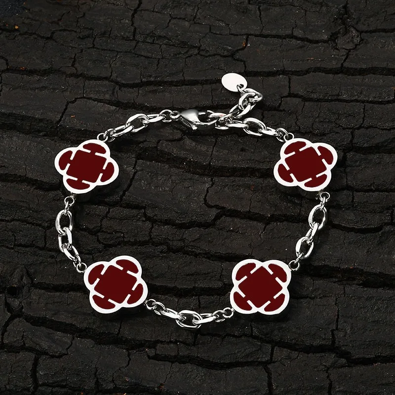 316L Stainless Steel Lucky Four Leaf Flower Bracelet Women's Chaim Three Leaf Clover Hand Chain Simple Chic Party Jewelry Gift