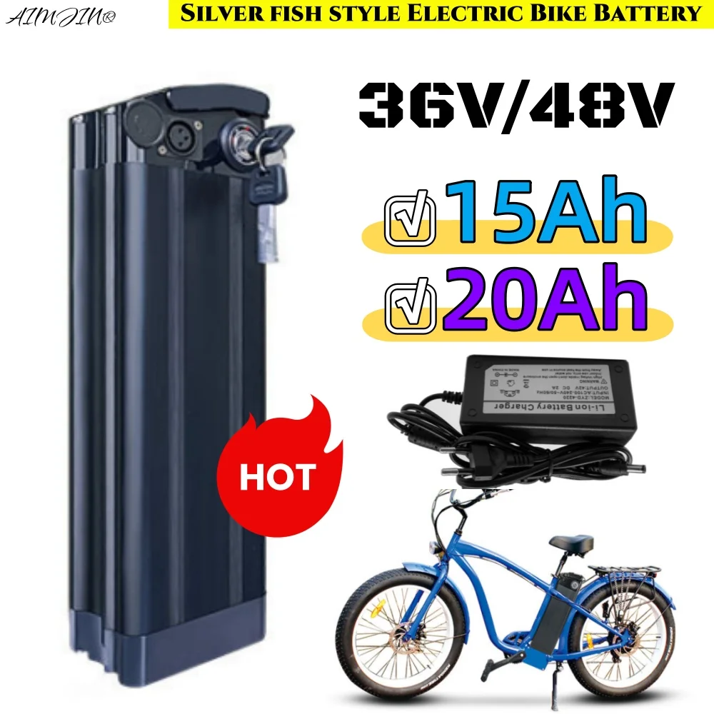 

e-bike akku 36v 20ah silver fish type 48v lithium e bike batteries for BBS02 bafang 350w 500w 250w