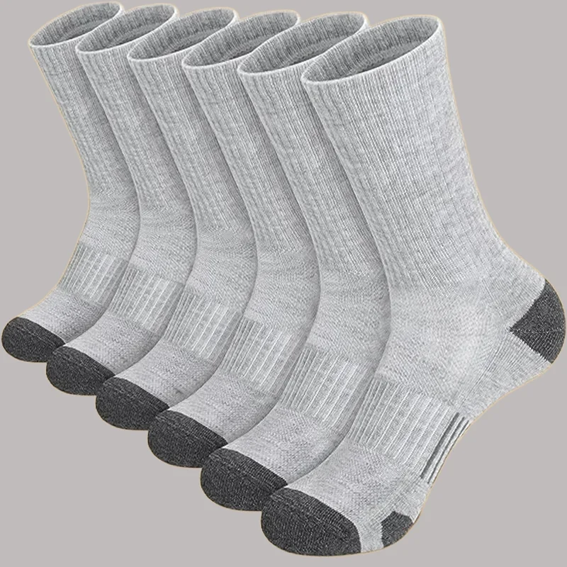 6 Pairs 2024 New Top Quality Men\'s Outdoor Socks High Long Tube Socks Breathable Soft Ground-Gripping White Black Football Socks