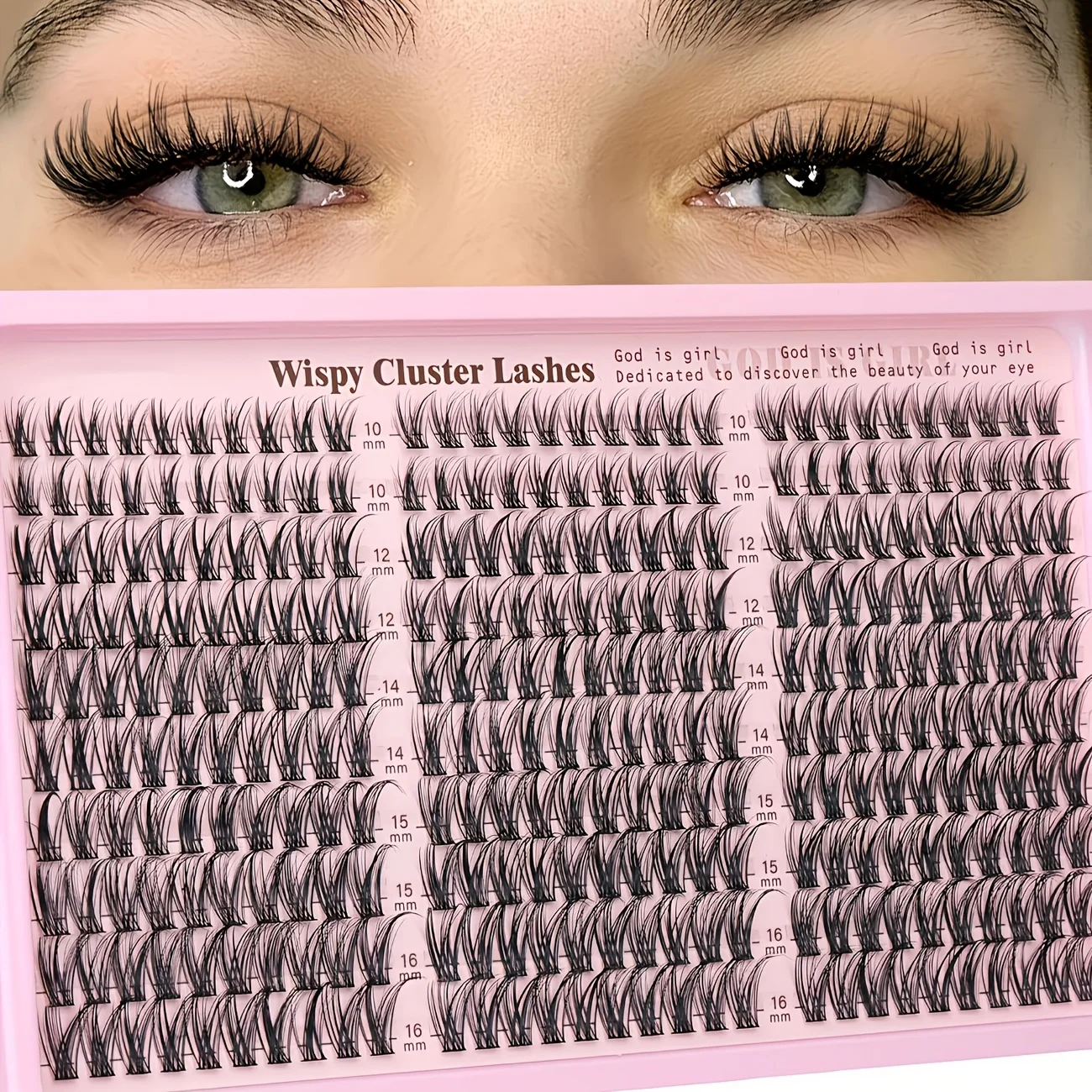 1 Box mit 300 Stück DIY Natürliche Dicke Mehrstilige Falsche Wimpern 10-16mm Katzenaugen D-Roll Geeignet für Anfänger