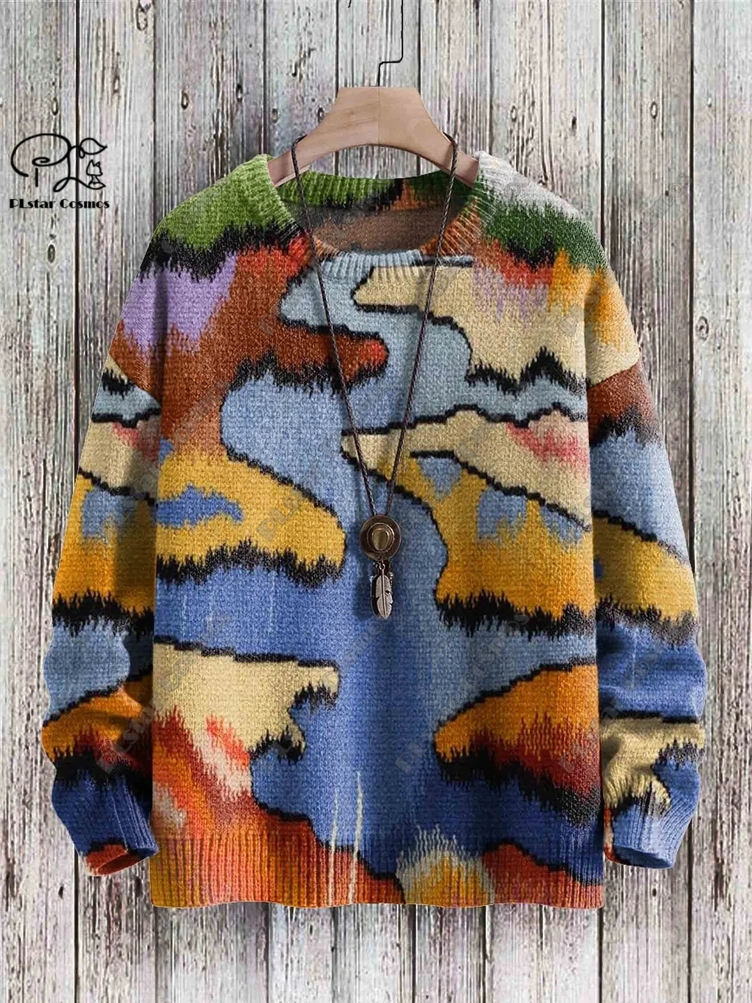 Gloednieuwe 3D-geprinte retro kleurrijke kunstprint authentieke lelijke trui winter casual unisex trui F-8