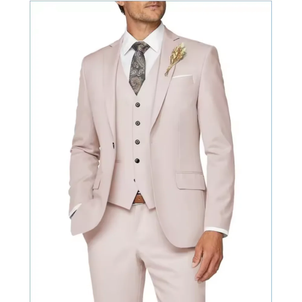 

Ternos formais de casamento para homens, terno casual de negócios, high-end, slim fit, festa de baile, conjunto de 3 peças, smok