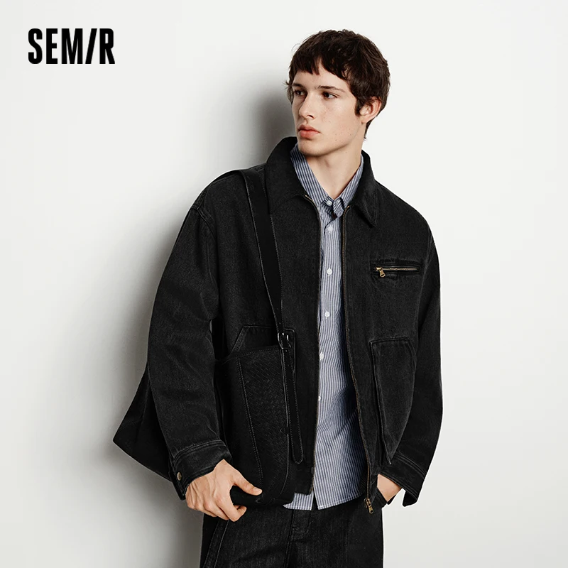 Semir Denim Jacket Men Vintage Detroit Style Workwear Pure Cotton Casual Outdoor Coat 2025 Autumn Winter Fashion