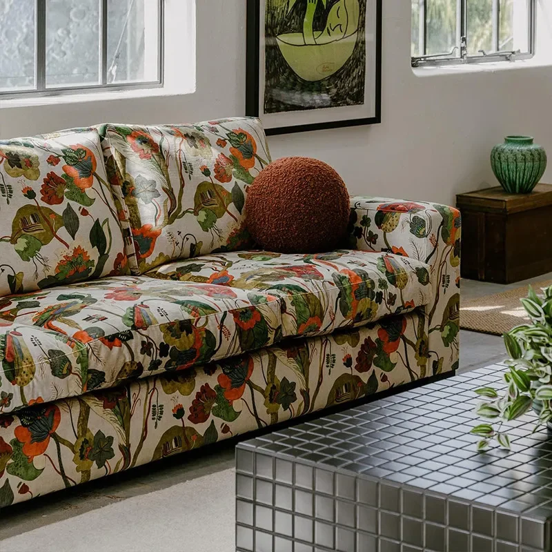 Xx American printed fabric sofa B & B double sofa straight row retro sofa