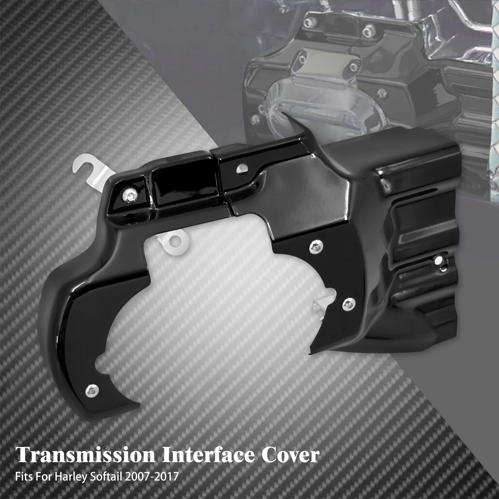 Motorcycle Engine Transmission Interface Cover Black/ Chrome For Harley Softail 2007-2017 Fat Boy Deluxe Classic FLSTF FXSTB