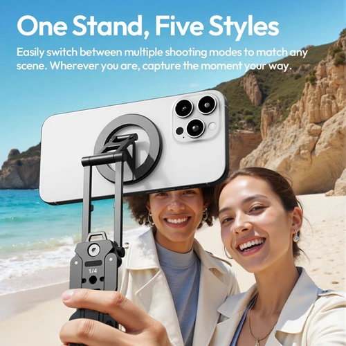 Imagen 2 del producto Ulanzi SK29 Soporte plegable para teléfono magnético/abrazadera para teléfono palo de Selfie soporte de escritorio trípode 360 ° Rotación para Vlog Livestreaming