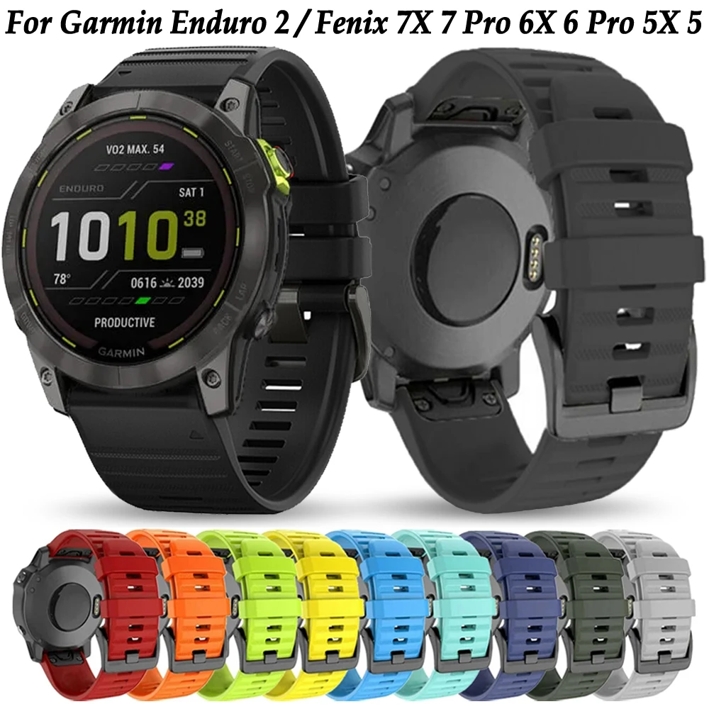 실리콘 퀵핏 시계 밴드 스트랩, Garmin Fenix 8 E 7X 7 7S 6X 6 6S Epix Pro 2 5 5X 팔찌 호환, 20 22 26mm 