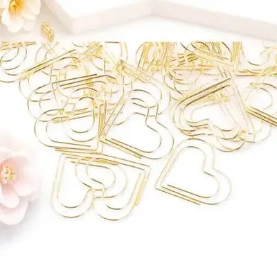 100Pcs Small Creative Paper Clips Heart Metal Clips for Office Study Document Scrapbook Organizer Delicate Paper Clip