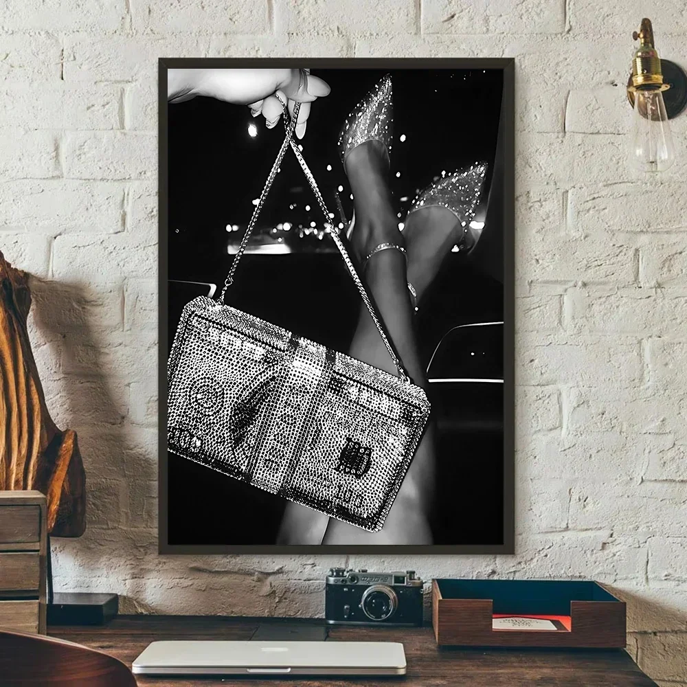 أبيض وأسود موضة خمر التصوير المشارك المرأة النبيذ صورة حائط لوح رسم ديكور فني للمنزل طباعة غرفة المعيشة جدارية