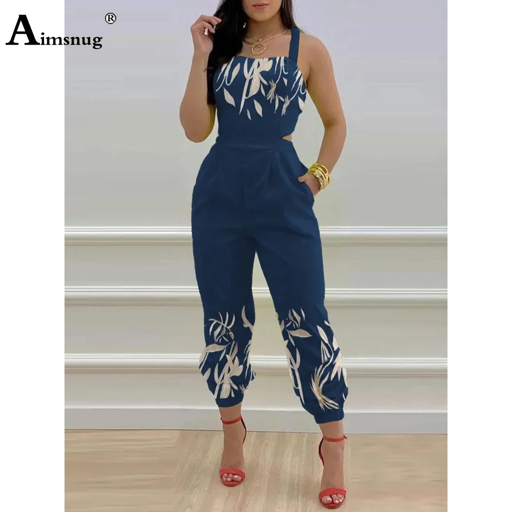 Aimsnug europäische Mode Krawatte trockene Overalls plus Größe Frauen knöchel lange Hose hoch geschnittenen Spaghetti träger Overalls femme 3xl