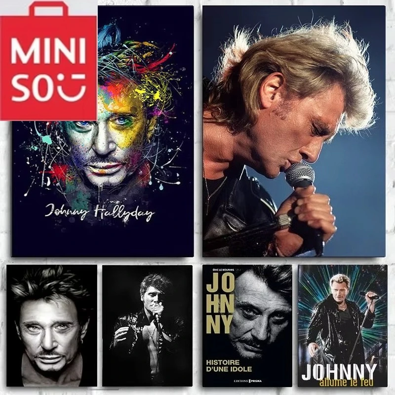 MINISO Johnny Hallyday banda de música Rock cantante guitarrista pintura de diamante arte de pared sala de estar decoración del hogar regalo para seguidores