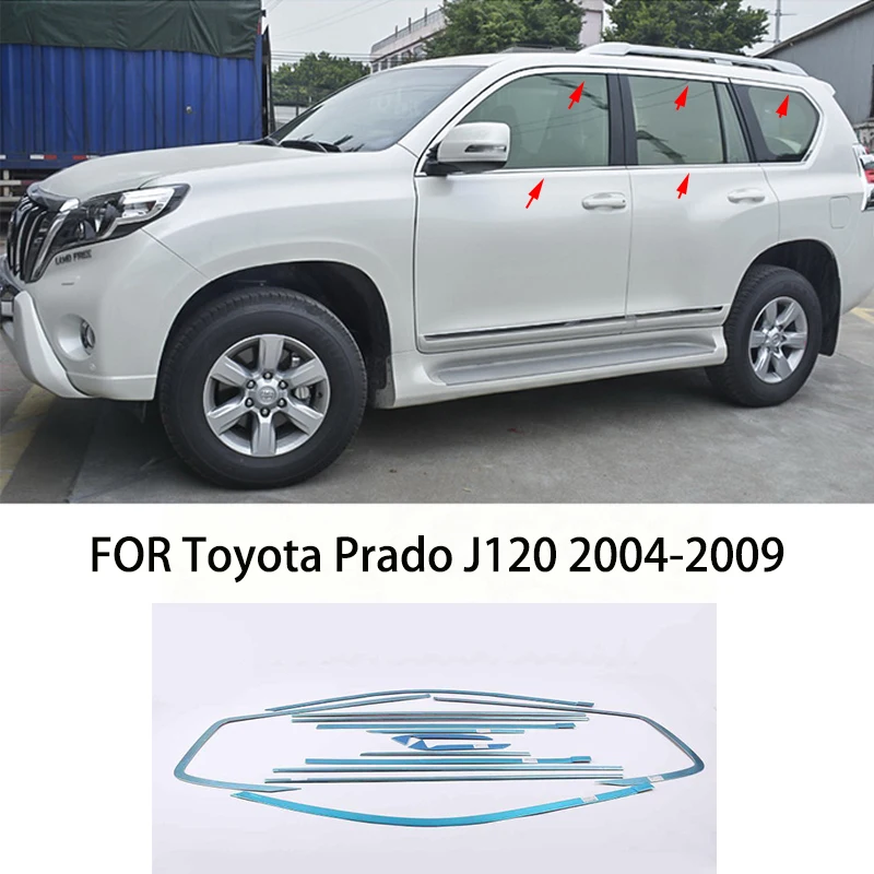

Автомобильные аксессуары подходят для Toyota Prado J120 2004-2009, хромированная полоса для литья окон из нержавеющей стали, накладка на порог, боковая крышка