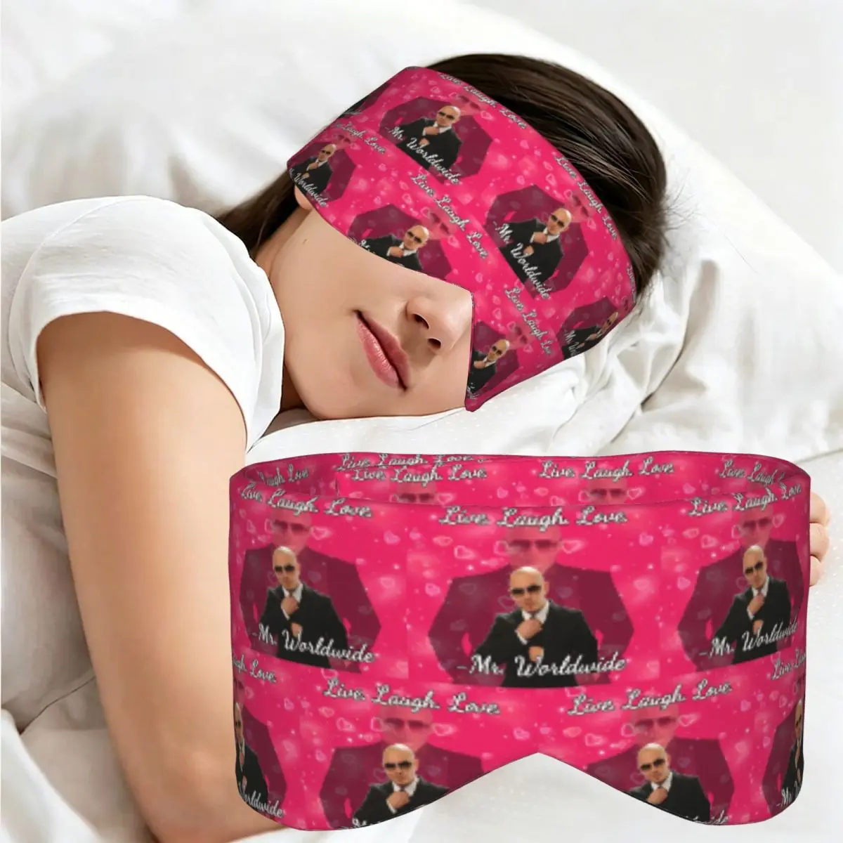 Mr Worldwide Live Laugh Love sleep eye mask Light Blocking Portable Eye Cover for Girls Boys Office Nap Party Eyeshade eyepatch
