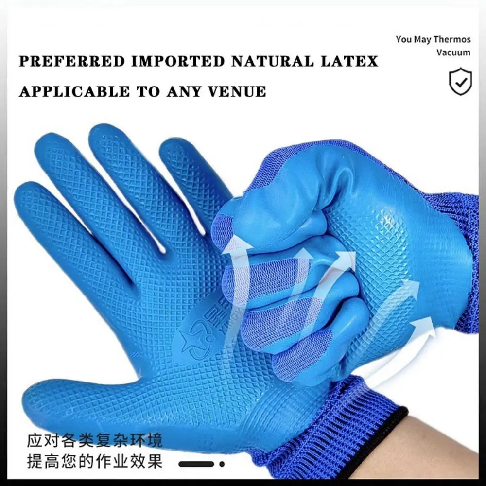 12 Pair Garden Safety Gloves Nylon Nitrile Sandy Coated Work Gloves Breathable Latex Coated Yard Outdoor Work Protective Gloves