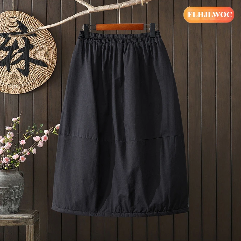 2 ألوان التنانير الشتوية الدافئة المبيعات الساخنة 2026 FLHJLWOC العلامة التجارية السنة الجديدة امرأة اليابان الفتيات الرجعية خمر جيب أسود طويل تنورة سميكة #6