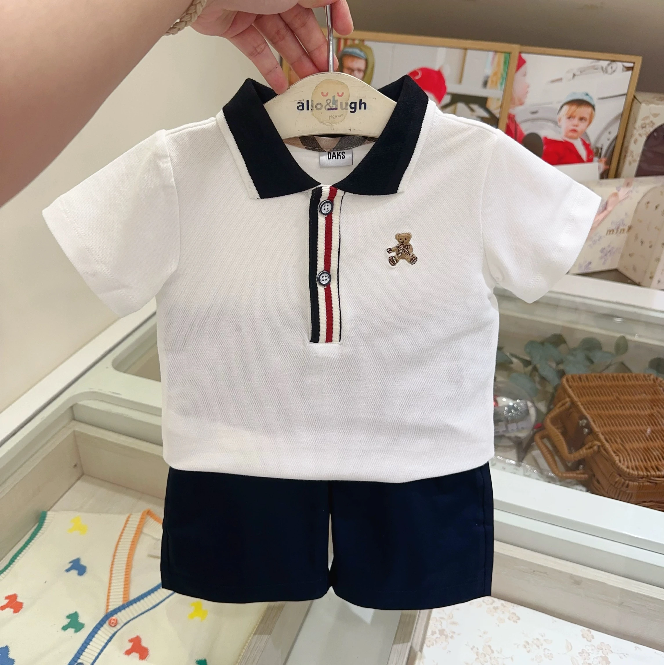 

Summer Children's Cotton Shirt Casual Pants Two-Piece Set for Boys Short Sleeve Pure Cotton Turn-down Collar Outfit