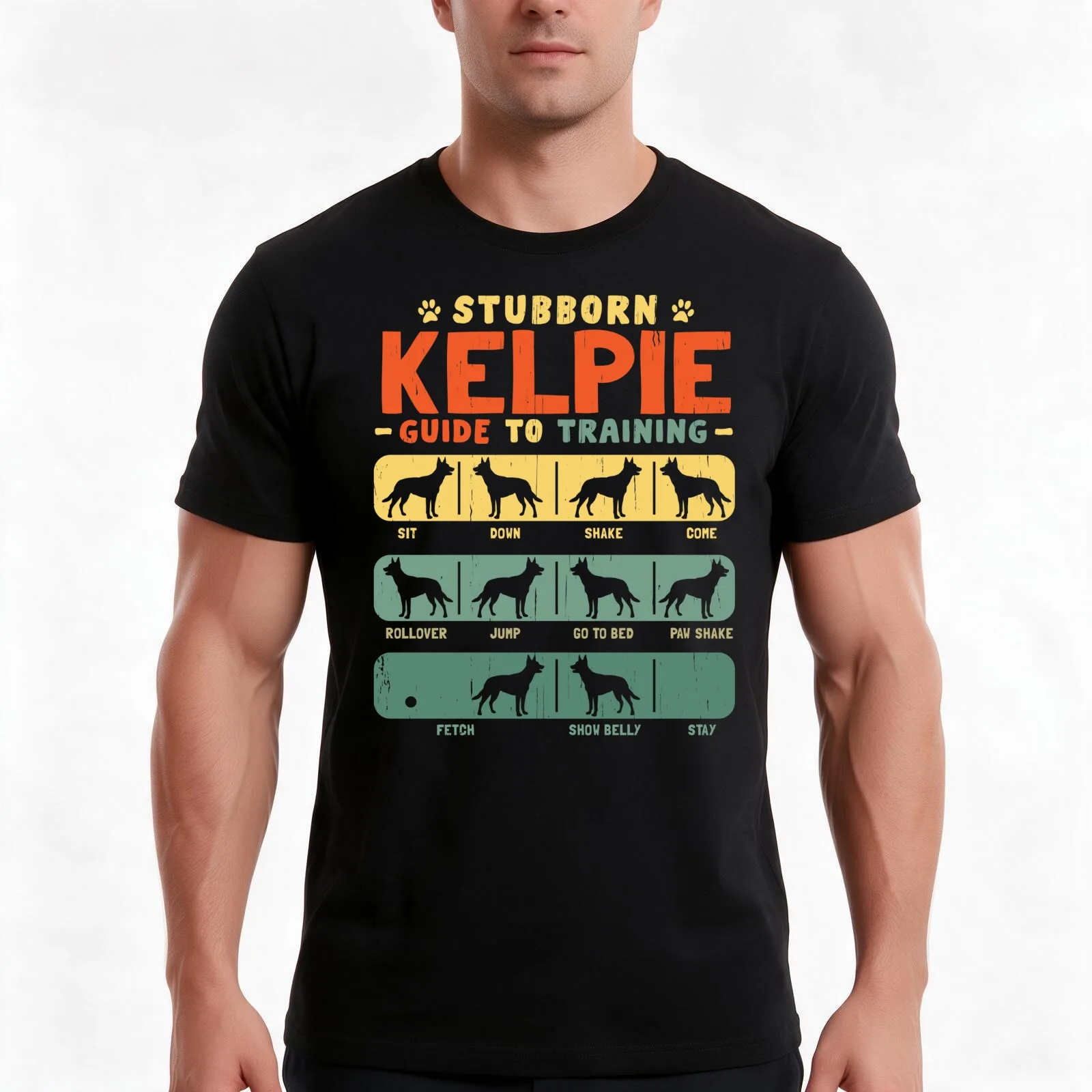 Kelpie Funny Guide to Traning T-Shirt, Summer Casual Cotton Tee, Oversized Streetwear Tops, Vintage Graphic Print, 100% Cotton